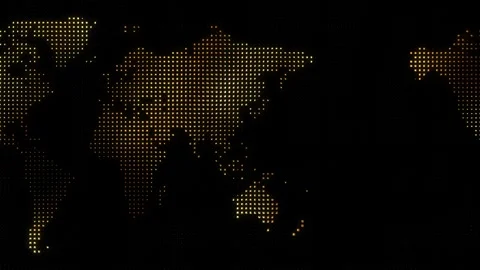 Metallic Gold Digital World Map Abstract Background Motion Graphics Loop Stock Footage 340014507