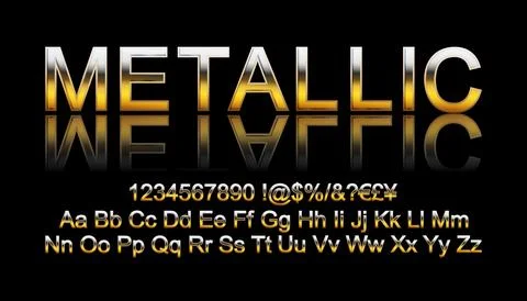 Metallic gold font. Stock Illustration