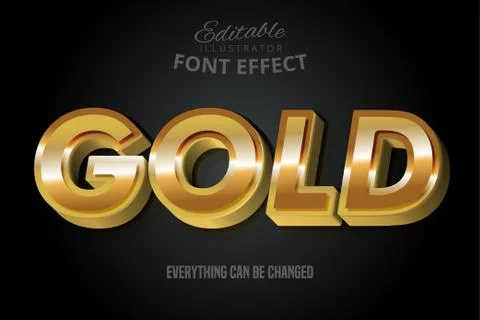 Metallic gold text effect, shiny gold alphabet style Stock Illustration
