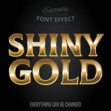 Metallic gold text effect, shiny gold alphabet style Stock Illustration