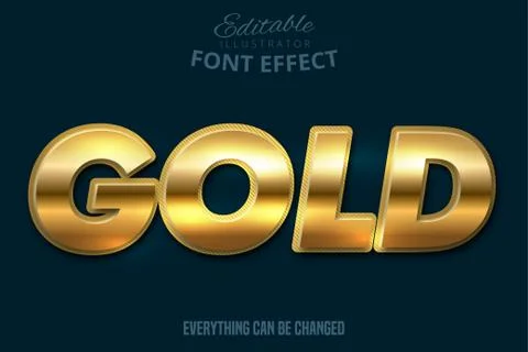 Metallic gold text effect, shiny gold alphabet style Stock Illustration