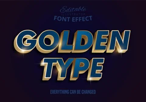 Metallic gold text effect, shiny gold alphabet style Stock Illustration