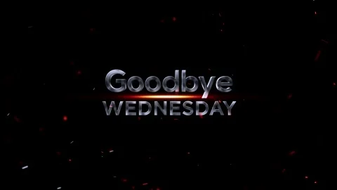 Metallic Goodbye Wednesday typography design with glowing light effects and.. 库存影片 343576061