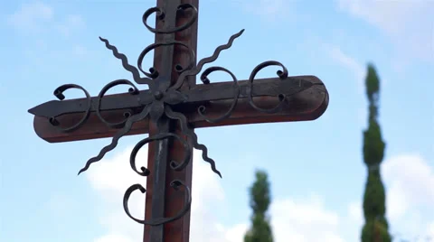 Metallic Gothic Cross Dolly Stock Footage 32848487