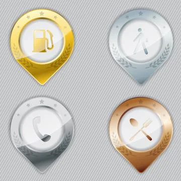 Metallic gps pointer set Stock Illustration
