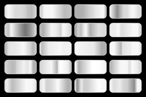 Metallic gradient collection with shiny silver hologram. Holographic foil Stock Illustration