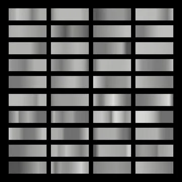 Metallic gradient collection with shiny silver hologram. Holographic foil Stock Illustration
