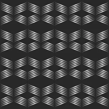 Metallic gradient ribbons smooth shape seamless pattern dark background creat Stock Illustration