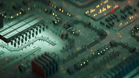 Metallic green sci-fi technical plate seamless loop 3D render animation Stock Footage 152125341