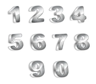 Metallic grunge 3D numbers Stock Illustration