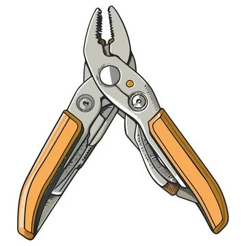 Metallic hand tool pliers key Illustrazione stock