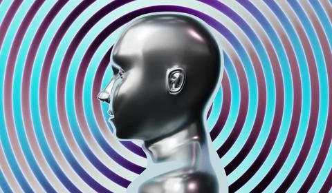 Metallic head shape - 3D illustration Illustrazione stock