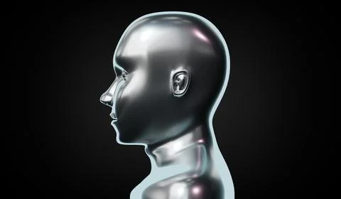 Metallic head shape - 3D illustration Illustrazione stock