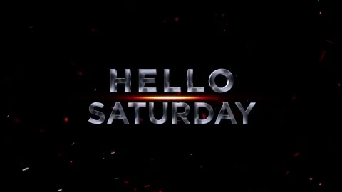Metallic hello saturday typography design with glowing light effect and flo.. Video stock 343576067