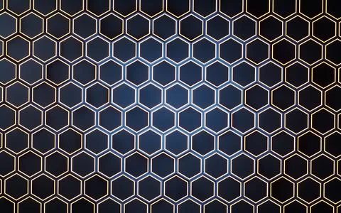 Metallic hexagon material background, 3d rendering. Stock Illustration