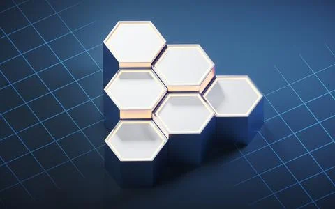 Metallic hexagon material background, 3d rendering. Stock Illustration