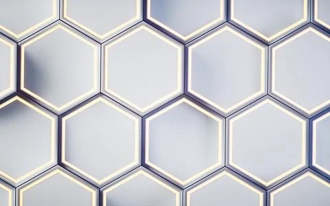 Metallic hexagon material background, 3d rendering. Stock Illustration