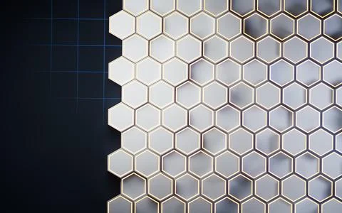 Metallic hexagon material background, 3d rendering. Stock Illustration