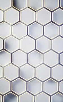 Metallic hexagon material background, 3d rendering. Stock Illustration