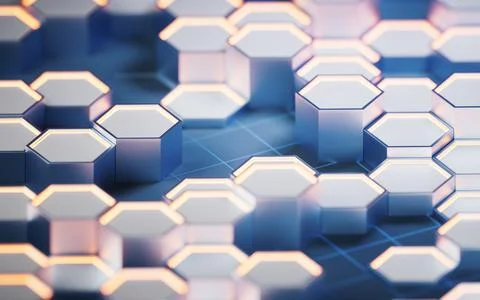 Metallic hexagon material background, 3d rendering. Stock Illustration