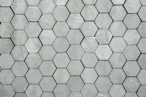 Metallic Hexagon Pattern Made of Interlinked Rings Stock Photos