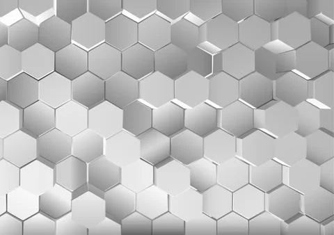 Metallic Hexagonal Background with 3D Effect Stock Illustration
