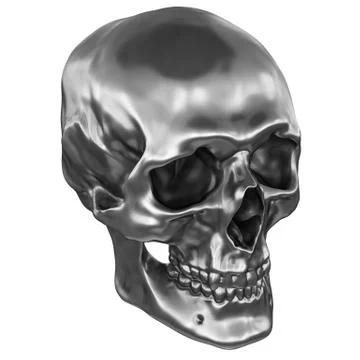 Metallic Human Skull Stock Illustration