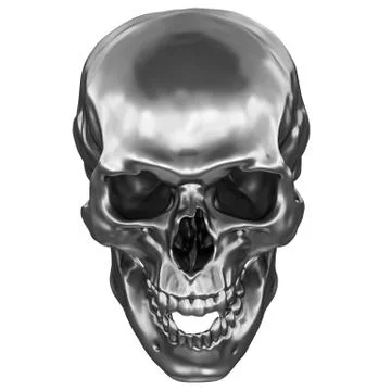 Metallic Human Skull Stock Illustration