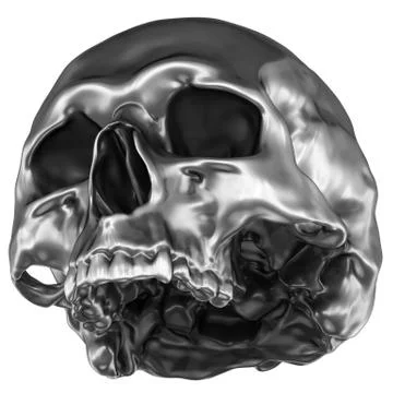 Metallic Human Skull Stock Illustration