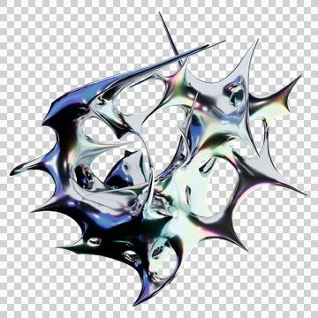 Metallic iridescent chrome type rendered in futuristic 3D Stock Illustration