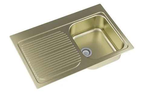 Metallic kitchen sink, 3D rendering Metallic kitchen sink, 3D rendering is... Stock Photos