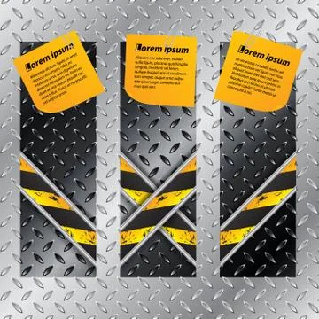 Metallic labels set with x shaped grunge lines Stock Illustration