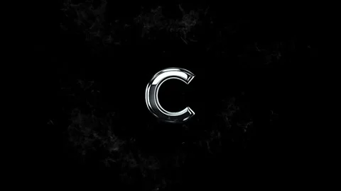 Metallic letter C surrounded by swirling white smoke dynamic particle effect Stock Footage 343576072