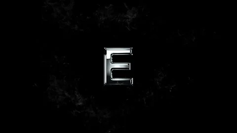 Metallic letter E centered within a swirling cloud of white smoke Stock Footage 343576079