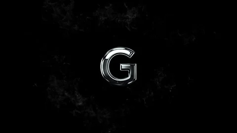 Metallic letter G centered inside an abstract flowing cloud of white smoke Stock Footage 343576088