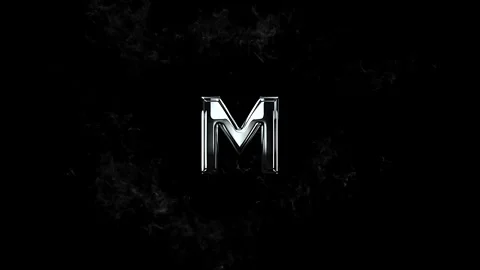 Metallic letter M surrounded by dynamic abstract smoke or cloud effect Video stock 343576099