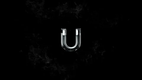 A metallic letter u surrounded by abstract swirling white smoke effect Video stock 343575369