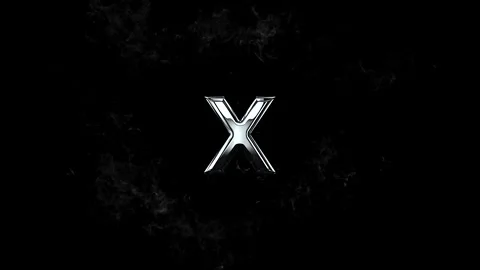 Metallic letter X logo surrounded by abstract swirling white smoke cloud effe Stock Footage 343576124