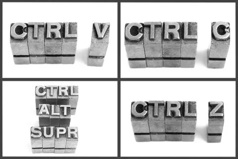 Metallic letters , delete copy and paste Stock Photos