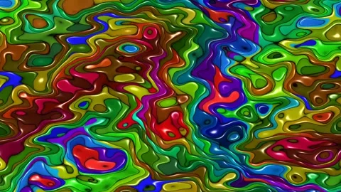 Metallic liquid surface color. waves of liquid rainbow ink Stock Footage 135534838