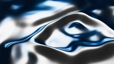 Metallic liquid surface creating a wavy pattern with blue and white reflections Stock Illustration