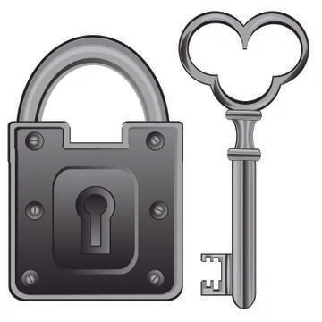 Metallic lock and key Stock Illustration