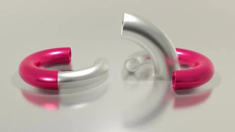 Metallic looping satisfying half torus Stock Footage 320619110