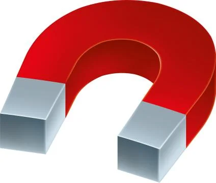Metallic magnet in 3D style with red and gray colors. Stock Illustration