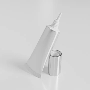 Metallic makeup squeeze tube packaging, aluminum cosmetic tube mockup Stock Illustration