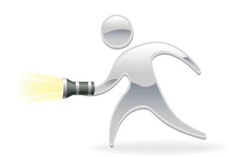 Metallic mascot with torch flashlight 스톡 일러스트