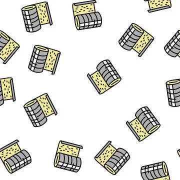 Metallic mineral wool roll vector seamless pattern Illustrazione stock