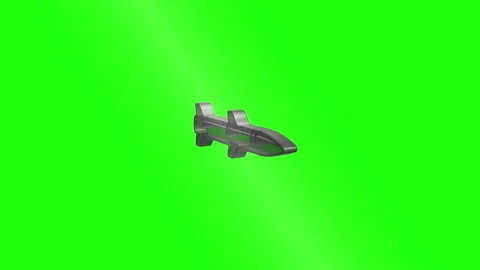 Metallic missile rotating and exploding on green screen Stock Footage 319761924