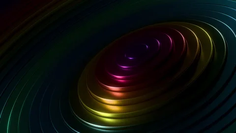 Metallic Multicolor Spiral Waves Looping Abstract 3D Background. 3D rendering Stock Footage 323757198