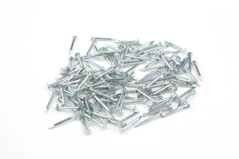Metallic nails on white background Stock Photos